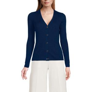 Lands’ End Women’s Drifter Baby Cable Vneck Cardigan Sweater(Deep Sea Navy)