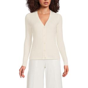 Lands’ End Women’s Drifter Baby Cable Vneck Cardigan Sweater(Fresh Ivory)