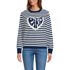 Lands’ End Women’s Drifter Jacquard Crew Neck Sweater(Paris Heart)