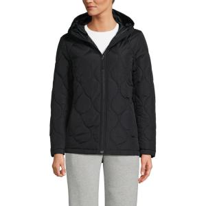 Lands’ End Womens FeatherFree Onion Quilted Insulated Jacket Black Regular Large