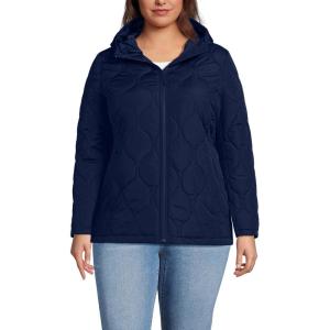 Lands’ End Womens FeatherFree Onion Quilted Insulated Jacket Deep Sea Navy Plus 1x