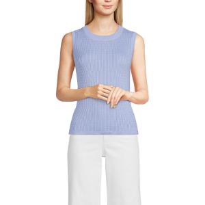 Lands’ End Women’s Fine Gauge Baby Cable Crew Neck Sleeveless Sweater(Light Periwinkle)