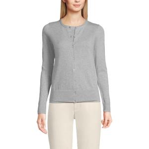 Lands’ End Women’s Fine Gauge Cotton Cardigan Sweater(Gray Heather)