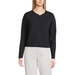 Lands’ End Women’s Fine Gauge Cotton Milano Blazer Sweater(Black)