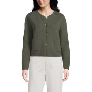 Lands’ End Women’s Fine Gauge Cotton Milano Blazer Sweater(Forest Moss)