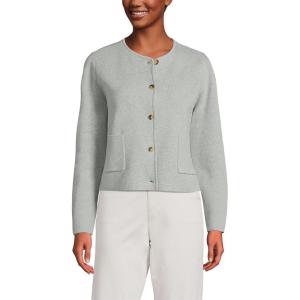 Lands’ End Women’s Fine Gauge Cotton Milano Blazer Sweater(Gray Heather)