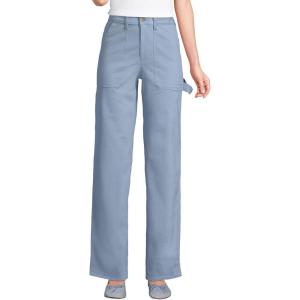 Lands’ End Women’s Herringbone Chino High Rise Utility Pants(Pale Slate Blue)