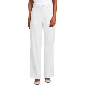 Lands’ End Women’s Herringbone Chino High Rise Utility Pants(White)