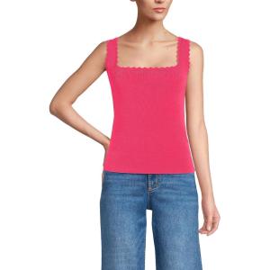 Lands’ End Women’s High Retention Square Neck Tank Sweater(Berry Rouge)
