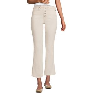 Lands’ End Women’s High Rise Denim Button Front Kick Flare Crop Jeans(Natural)