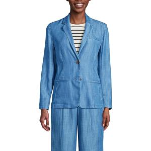 Lands’ End Women’s Indigo Relaxed Blazer made with TENCEL fibers(Soft Indigo)