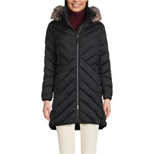 Lands’ End Women’s Insulated Cozy Fleece Lined Primaloft Coat(Black)