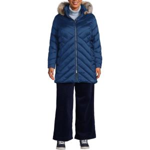 Lands’ End Women’s Insulated Cozy Fleece Lined Primaloft Coat(Deep Sea Navy)