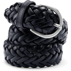 Lands’ End Women’s Leather Braided Belt(Black)
