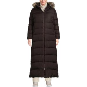 Lands’ End Womens Long Maxi Down Coat Rich Brown Plus 3x