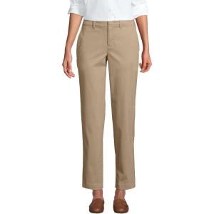 Lands’ End Women’s Mid Rise Classic Straight Leg Chino Ankle Pants(Desert Tan)