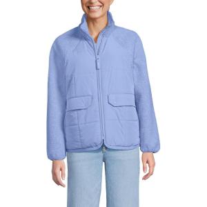 Lands’ End Women’s Mixed Media Sherpa Fleece Jacket(Light Cornflower)