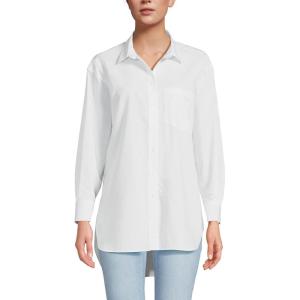Lands’ End Women’s No Iron Oversized Poplin Extra Long Tunic(White)