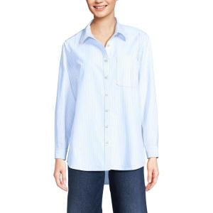 Lands’ End Women’s Oxford Shirt(Clear Blue Stripe)
