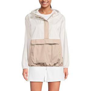 Lands’ End Women’s Packable Anorak Windbreaker(Egret/Champagne)