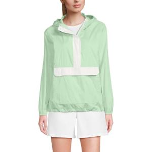 Lands’ End Women’s Packable Anorak Windbreaker(Icy Mint/Egret)