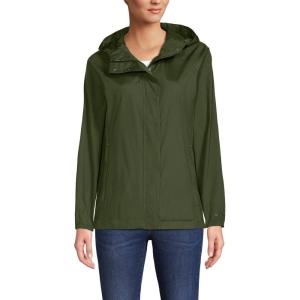 Lands’ End Women’s Packable Water Resistant UPF 50 Windbreaker Jacket(Dark Cilantro Green)