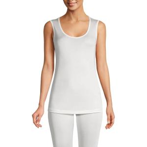 Lands’ End Women’s Petite Silk Interlock Thermal Long Underwear Base Layer Tank Top(Ivory)
