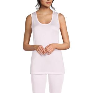 Lands’ End Women’s Petite Silk Interlock Thermal Long Underwear Base Layer Tank Top(Pink Frost)