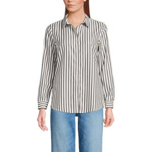 Lands’ End Women’s Pinwale Cord Long Sleeve Shirt(Olive Drab/White Stripe)