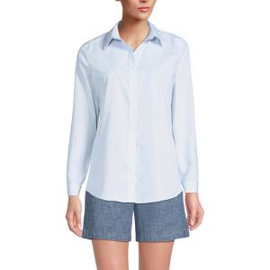 Lands’ End Women’s Pinwale Cord Long Sleeve Shirt(Royal Cobalt Double Pinstripe)