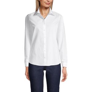 Lands’ End Women’s Pinwale Cord Long Sleeve Shirt(White)