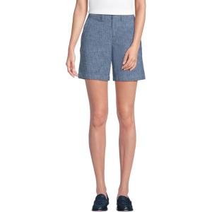 Lands’ End Women’s Plus Size Elastic Back Classic 7″ Chino Shorts(Evening Sky Chambray)