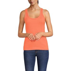 Lands’ End Women’s Pointelle Rib UNeck Tank(Papaya Orange)