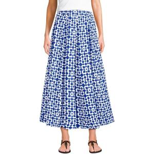 Lands’ End Women’s Poplin Godet Maxi Skirt(Blue Breeze Painted Geo)