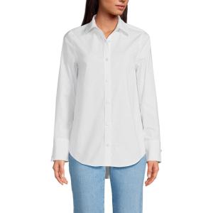 Lands’ End Women’s Poplin Tie Sleeve Shirt(White)