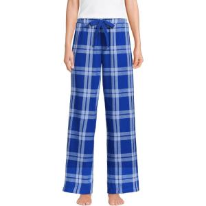 Lands’ End Women’s Print Flannel Pajama Pants(Clear Blue Sky/Lapis Plaid)