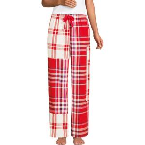 Lands’ End Women’s Print Flannel Pajama Pants(Compass Red Patchwork Plaid)