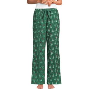 Lands’ End Women’s Print Flannel Pajama Pants(Light Emerald Snowy Trees)