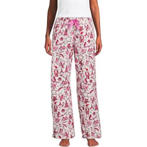 Lands’ End Women’s Print Flannel Pajama Pants(Pink/Red Festive Critters)