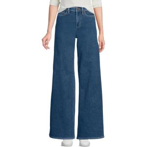 Lands’ End Women’s Recover Denim High Rise Extra Wide Leg Jeans(Crawford Wash)