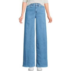 Lands’ End Women’s Recover Denim High Rise Extra Wide Leg Jeans(Hutton Blue Wash)