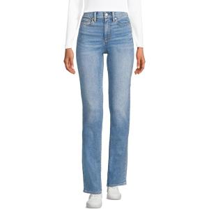 Lands’ End Women’s Recover High Rise Straight Leg Blue Jeans(Beau Blue)