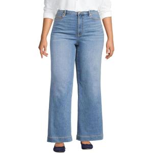 Lands’ End Women’s Recover High Rise Wide Leg Jeans(Beau Blue)