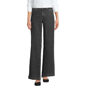 Lands’ End Women’s Recover High Rise Wide Leg Jeans(Black Stone Wash)