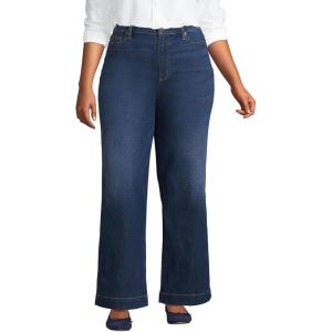 Lands’ End Women’s Recover High Rise Wide Leg Jeans(Royal Indigo)