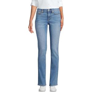 Lands’ End Women’s Recover Mid Rise Straight Leg Blue Jeans(Beau Blue)
