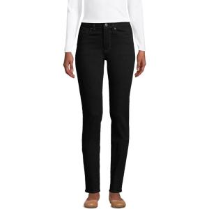 Lands’ End Women’s Recover Mid Rise Straight Leg Blue Jeans(Black)