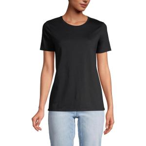 Lands’ End Women’s Relaxed American-Grown Supima Cotton Crew Neck T-Shirt(Black)