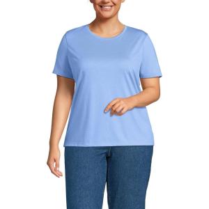 Lands’ End Women’s Relaxed American-Grown Supima Cotton Crew Neck T-Shirt(Clear Blue Sky)