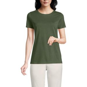 Lands’ End Women’s Relaxed American-Grown Supima Cotton Crew Neck T-Shirt(Estate Green)